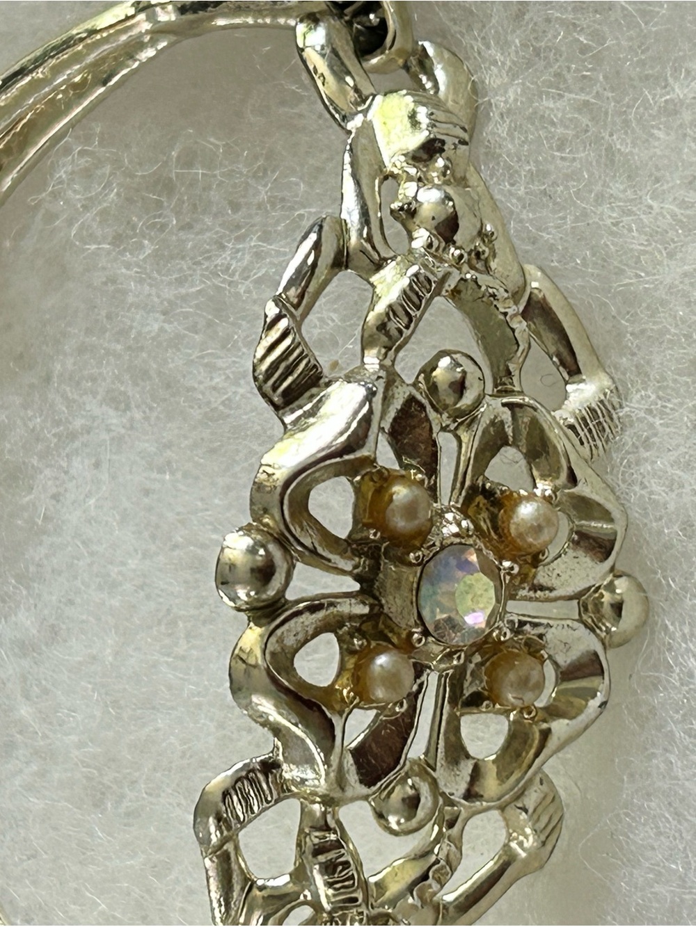 4/$100 -Gold-Tone Floral Filigree Bracelet with boralis Stone